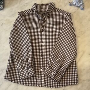 Bonpoint Marroon & Grey Plaid Long Sleeve Button Down  Size 4